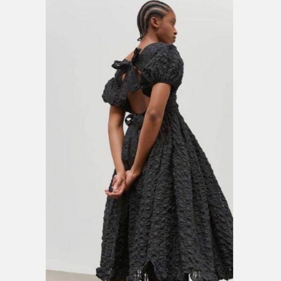 ★Worn Once! Org.$1335 Cecilie Bahnsen Maya Puff-Sleeve Cloque Dress UK12/US8★